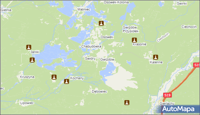 mapa Gwizdów gmina Modliborzyce, Gwizdów gmina Modliborzyce na mapie Targeo