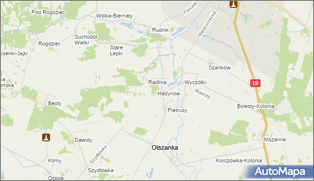 mapa Hadynów, Hadynów na mapie Targeo