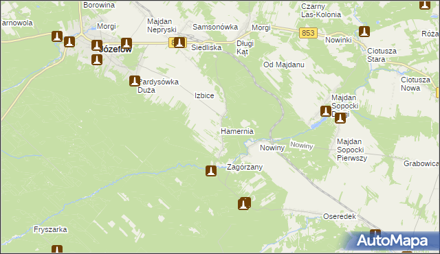 mapa Hamernia gmina Józefów, Hamernia gmina Józefów na mapie Targeo