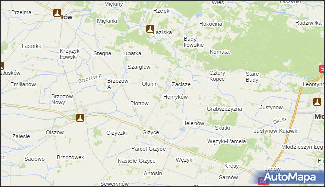 mapa Henryków gmina Iłów, Henryków gmina Iłów na mapie Targeo