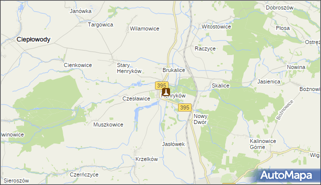 mapa Henryków gmina Ziębice, Henryków gmina Ziębice na mapie Targeo