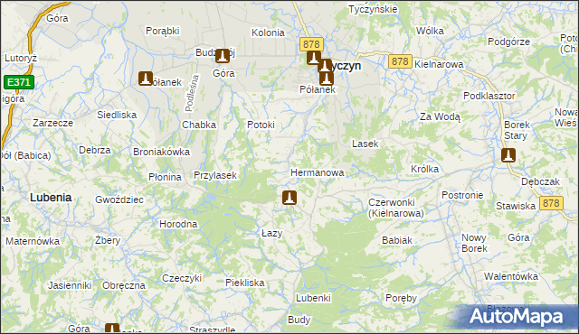 mapa Hermanowa, Hermanowa na mapie Targeo