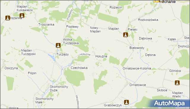 mapa Hołużne, Hołużne na mapie Targeo