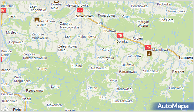 mapa Homrzyska, Homrzyska na mapie Targeo