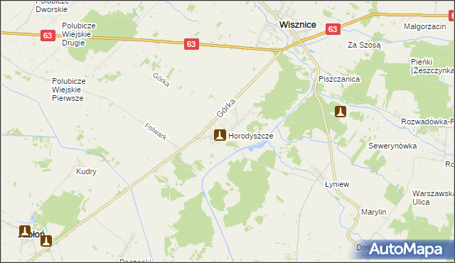 mapa Horodyszcze gmina Wisznice, Horodyszcze gmina Wisznice na mapie Targeo