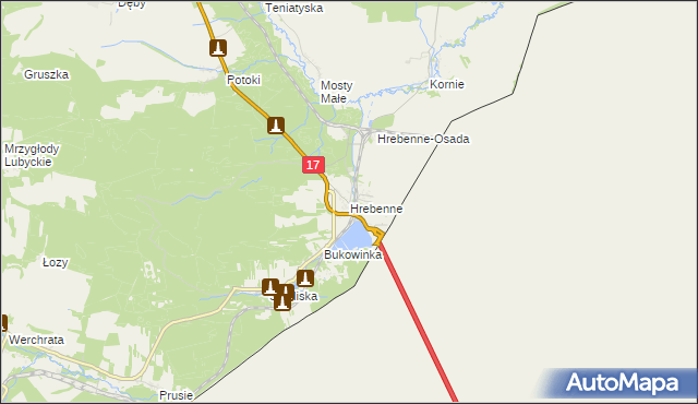 mapa Hrebenne gmina Lubycza Królewska, Hrebenne gmina Lubycza Królewska na mapie Targeo