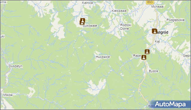 mapa Huczwice, Huczwice na mapie Targeo