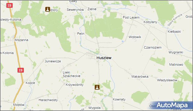mapa Huszlew, Huszlew na mapie Targeo