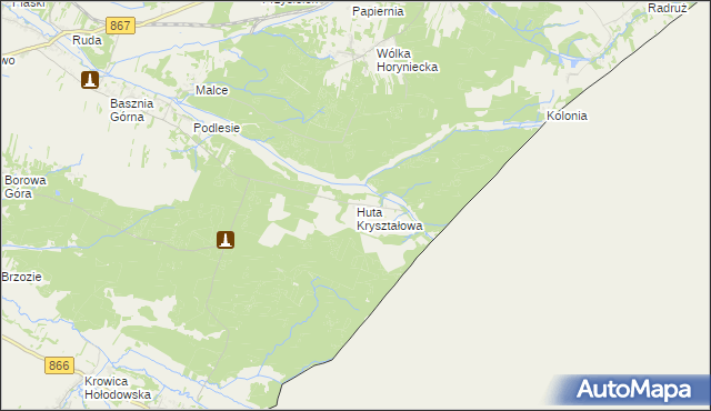 mapa Huta Kryształowa, Huta Kryształowa na mapie Targeo