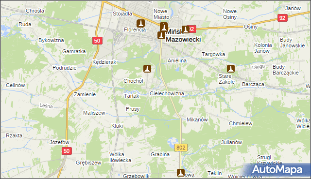 mapa Huta Mińska, Huta Mińska na mapie Targeo