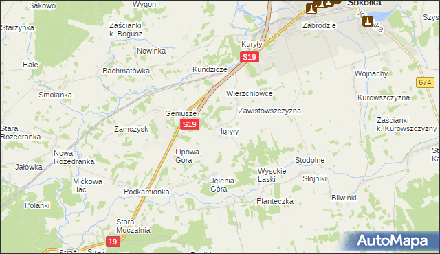 mapa Igryły, Igryły na mapie Targeo