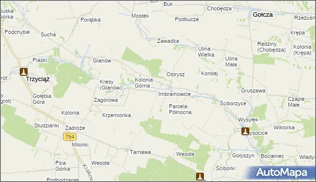 mapa Imbramowice gmina Trzyciąż, Imbramowice gmina Trzyciąż na mapie Targeo