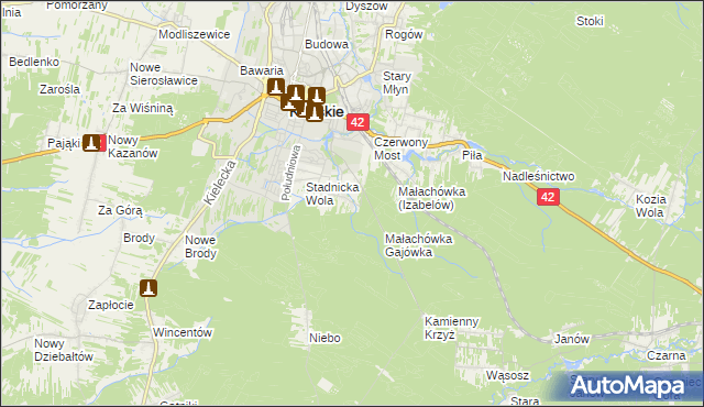mapa Izabelów gmina Końskie, Izabelów gmina Końskie na mapie Targeo