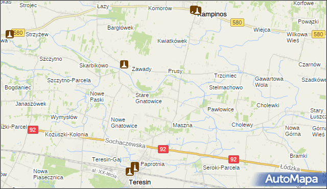 mapa Izbiska gmina Teresin, Izbiska gmina Teresin na mapie Targeo
