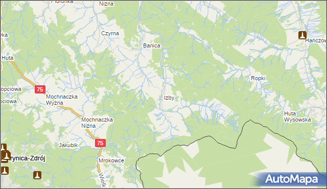 mapa Izby, Izby na mapie Targeo