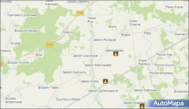 mapa Jabłoń-Zarzeckie, Jabłoń-Zarzeckie na mapie Targeo