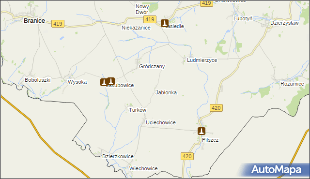 mapa Jabłonka gmina Branice, Jabłonka gmina Branice na mapie Targeo