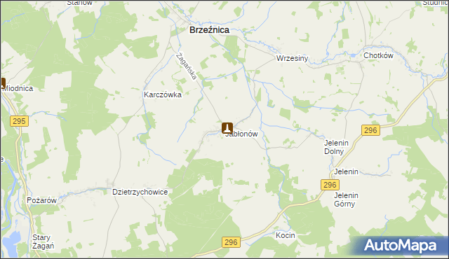 mapa Jabłonów gmina Brzeźnica, Jabłonów gmina Brzeźnica na mapie Targeo