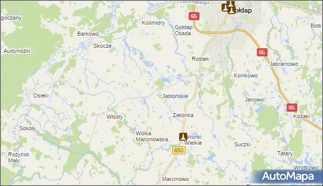 mapa Jabłońskie gmina Gołdap, Jabłońskie gmina Gołdap na mapie Targeo