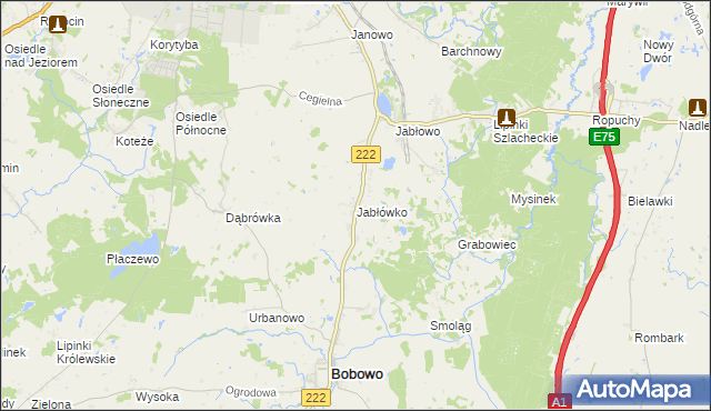 mapa Jabłówko gmina Bobowo, Jabłówko gmina Bobowo na mapie Targeo