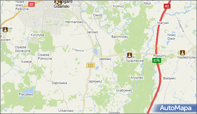 mapa Jabłowo, Jabłowo na mapie Targeo