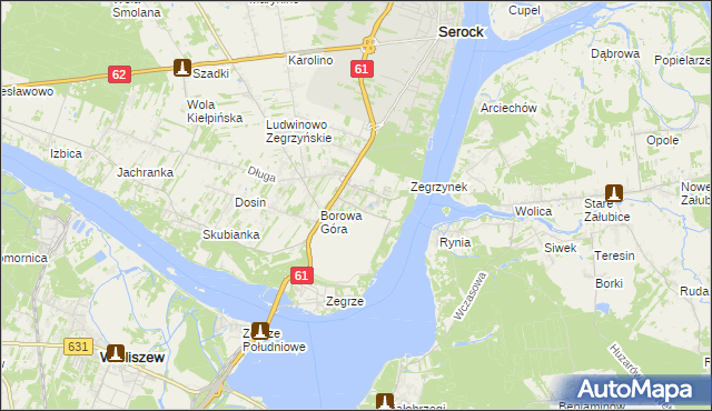 mapa Jadwisin gmina Serock, Jadwisin gmina Serock na mapie Targeo