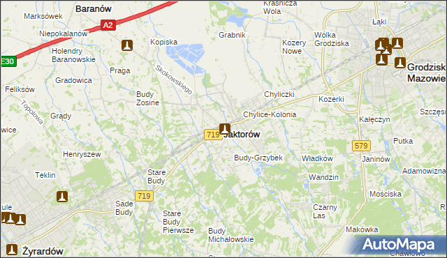 mapa Jaktorów, Jaktorów na mapie Targeo