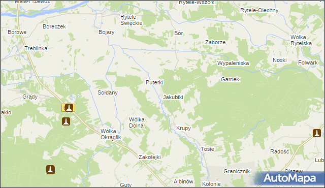 mapa Jakubiki, Jakubiki na mapie Targeo