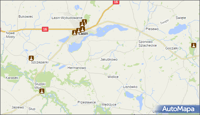 mapa Jakubkowo gmina Łasin, Jakubkowo gmina Łasin na mapie Targeo