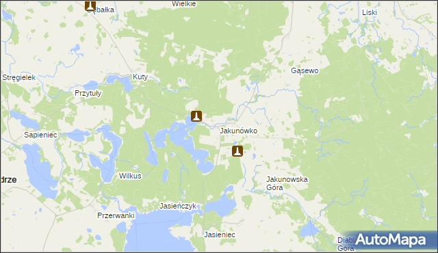 mapa Jakunówko, Jakunówko na mapie Targeo