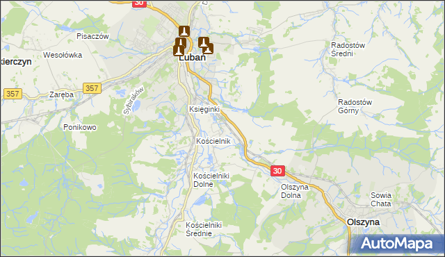 mapa Jałowiec gmina Lubań, Jałowiec gmina Lubań na mapie Targeo