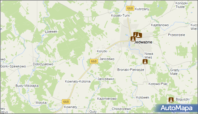 mapa Janczewo gmina Jedwabne, Janczewo gmina Jedwabne na mapie Targeo