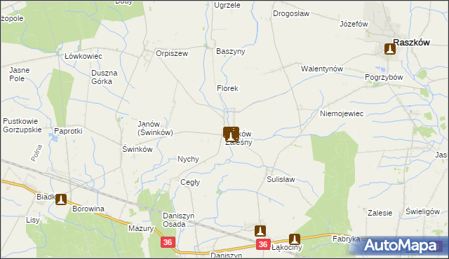 mapa Janków Zaleśny, Janków Zaleśny na mapie Targeo