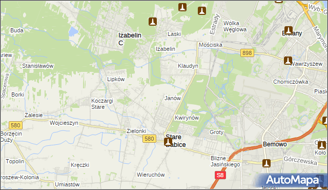 mapa Janów gmina Stare Babice, Janów gmina Stare Babice na mapie Targeo