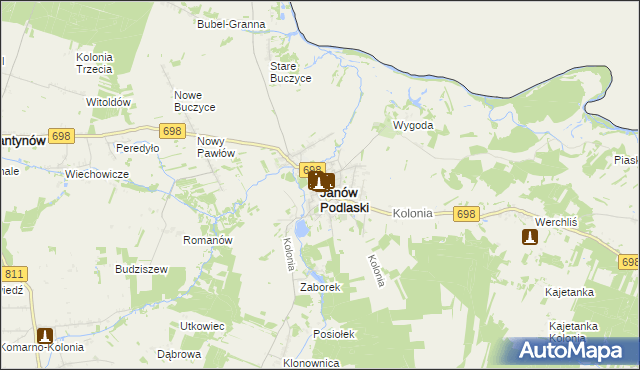 mapa Janów Podlaski, Janów Podlaski na mapie Targeo