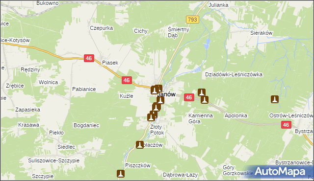 mapa Janów powiat częstochowski, Janów powiat częstochowski na mapie Targeo