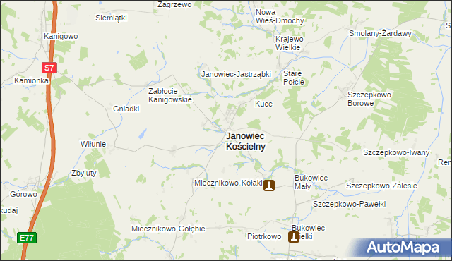 mapa Janowiec Kościelny, Janowiec Kościelny na mapie Targeo