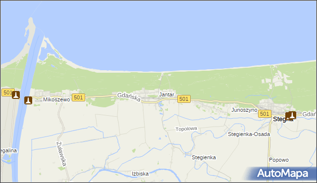 mapa Jantar, Jantar na mapie Targeo