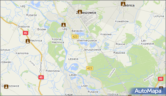 mapa Januszkowice gmina Zdzieszowice, Januszkowice gmina Zdzieszowice na mapie Targeo