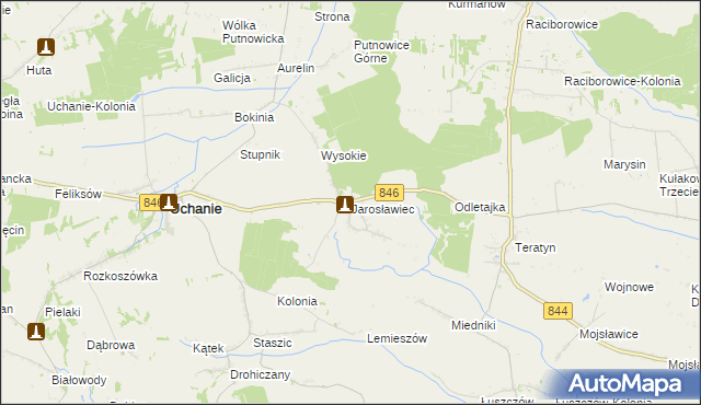 mapa Jarosławiec gmina Uchanie, Jarosławiec gmina Uchanie na mapie Targeo