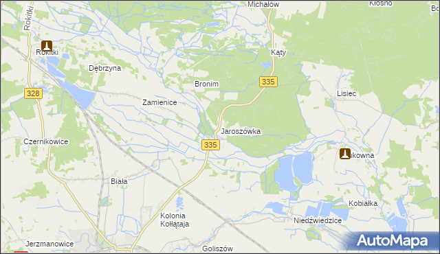 mapa Jaroszówka gmina Chojnów, Jaroszówka gmina Chojnów na mapie Targeo