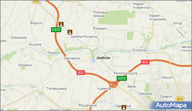 mapa Jastków powiat lubelski, Jastków powiat lubelski na mapie Targeo