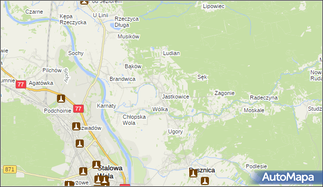 mapa Jastkowice, Jastkowice na mapie Targeo