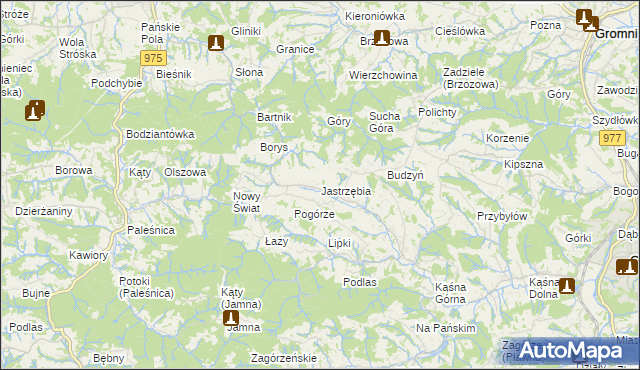 mapa Jastrzębia gmina Ciężkowice, Jastrzębia gmina Ciężkowice na mapie Targeo