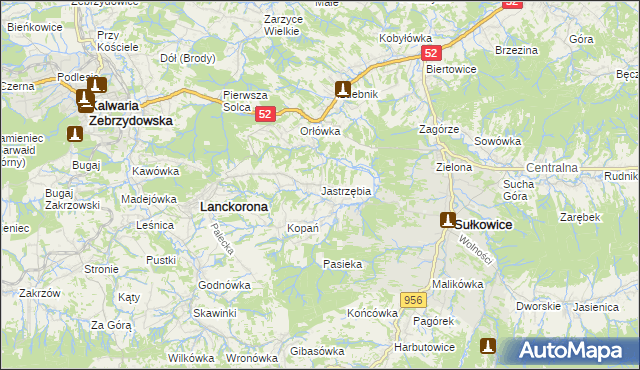 mapa Jastrzębia gmina Lanckorona, Jastrzębia gmina Lanckorona na mapie Targeo