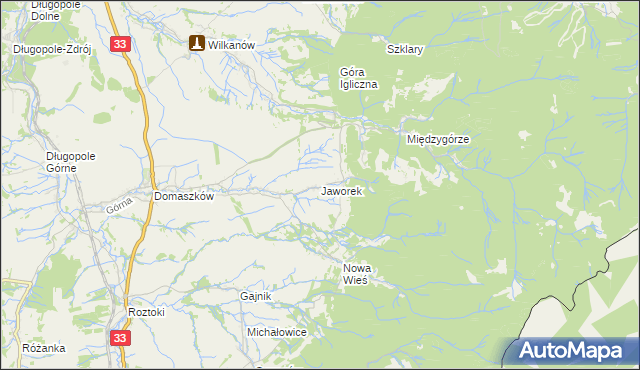 mapa Jaworek gmina Międzylesie, Jaworek gmina Międzylesie na mapie Targeo