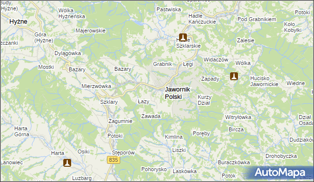 mapa Jawornik-Przedmieście, Jawornik-Przedmieście na mapie Targeo