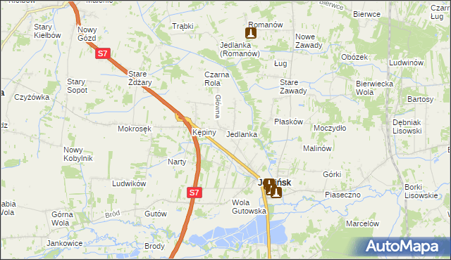 mapa Jedlanka gmina Jedlińsk, Jedlanka gmina Jedlińsk na mapie Targeo