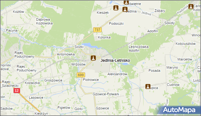 mapa Jedlnia-Letnisko, Jedlnia-Letnisko na mapie Targeo