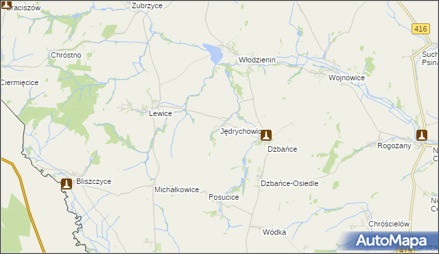 mapa Jędrychowice, Jędrychowice na mapie Targeo